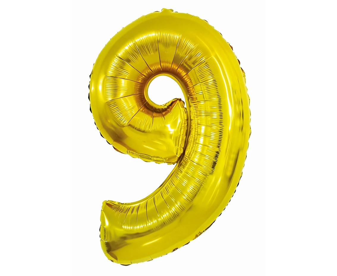 Balon foliowy Smart, Cyfra 9, złota, 76 cm AA